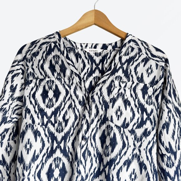 ATHLETA Ikat Print Silk Tunic Swim Cover-Up Long Sleeve Top - XXS - Picture 5 of 11